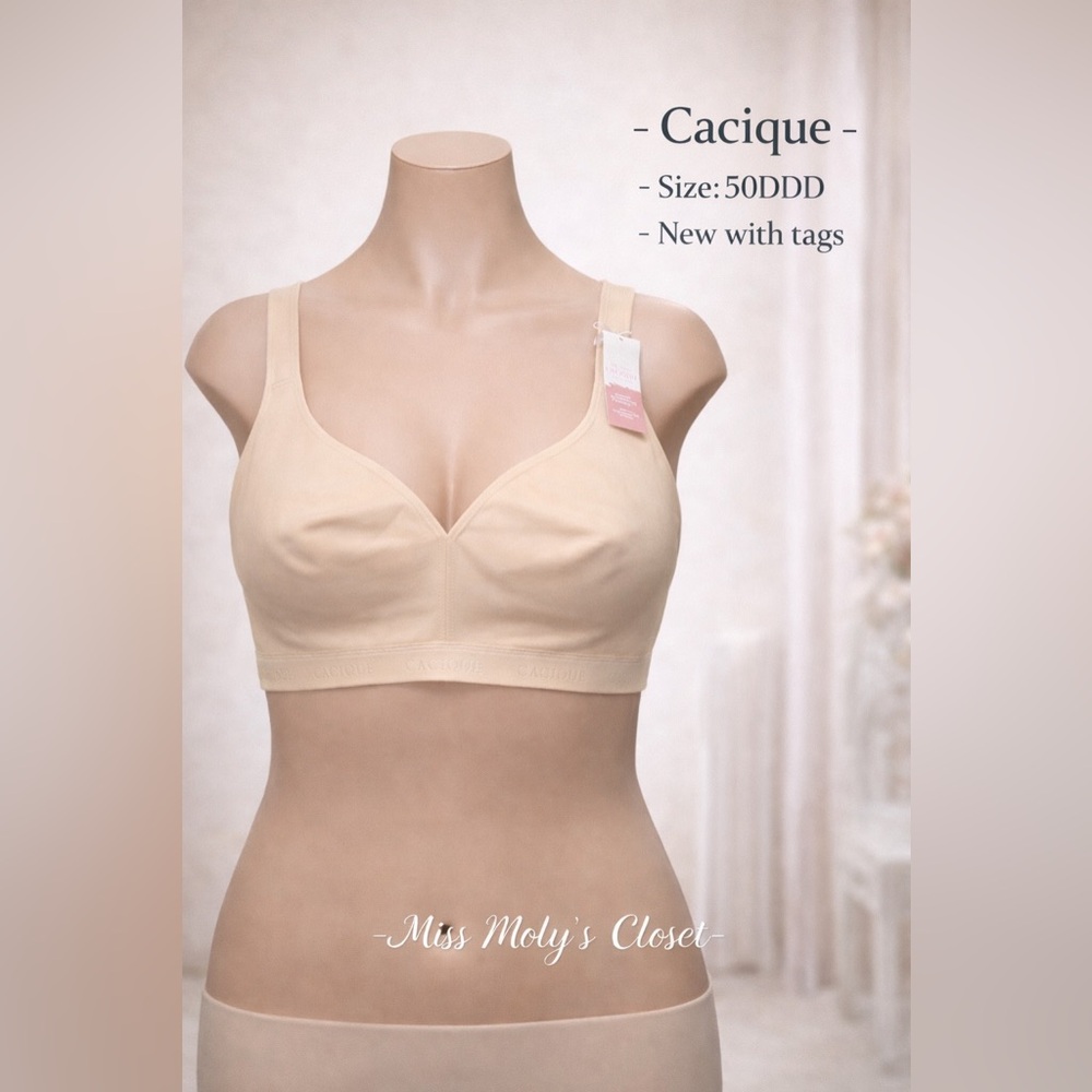 Cacique 50DDD Wireless Bra Nude Beige Comfort No Wire ❤️New With Tags❤️